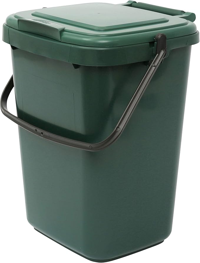 Large Green 10L Plastic Kitchen Compost Caddy for Food Waste Recycling