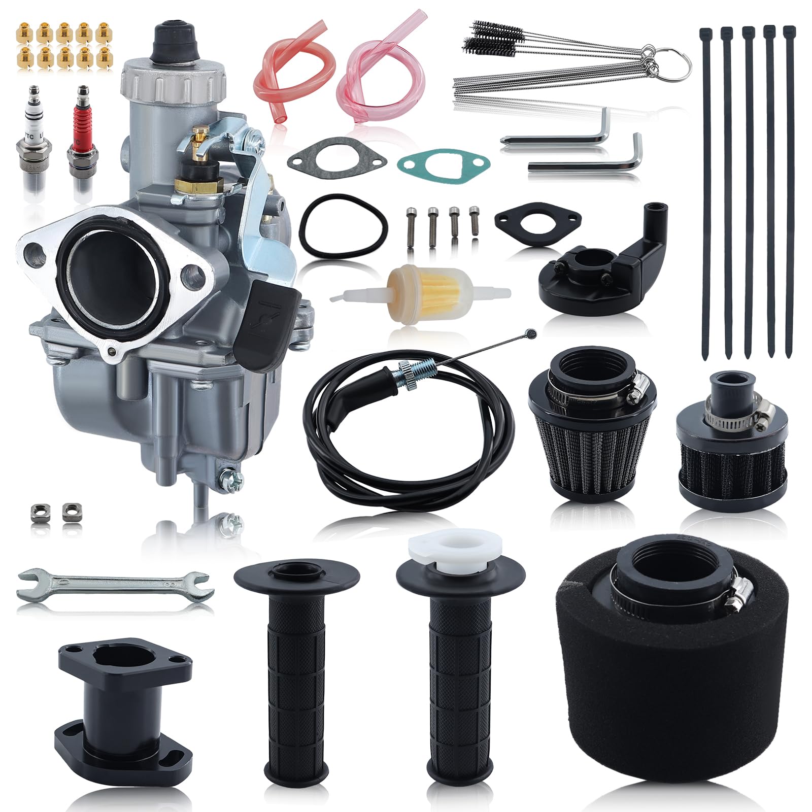 Photo 1 of VM22 26mm Carburetor Carb for Predator 212cc 196cc 224cc 200cc CT200U BT200X Mini Bike Go Kart KT196 Go Kart GX160 GX200 6.5hp Engine with 38mm Air Filter Intake Manifold Main Jets Kit (Black)