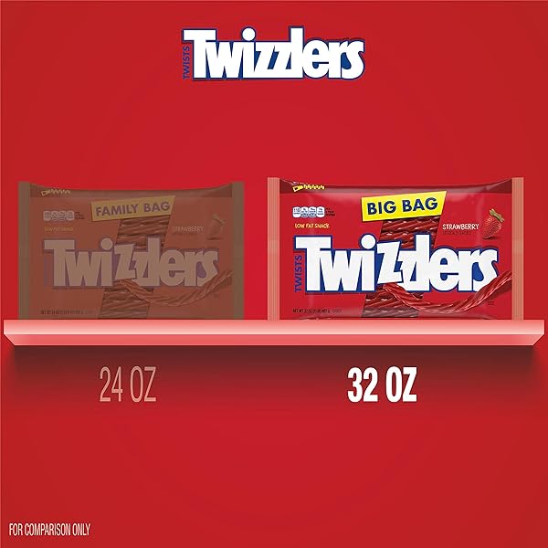 TWIZZLERS TWISTS STRAWBERRY FLAVORED LICORICE STYLE, CHEWY CANDY BIG BAG, 32 OZ