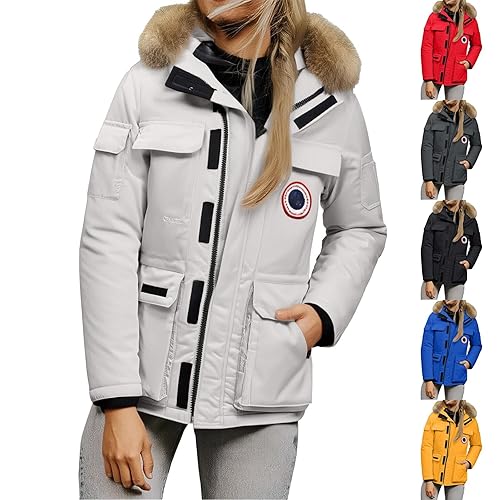 Winter Coats for Women Plus Size Winter Coats for Women UK Hooded Puffer Down Coat Ladies Lightweight Waterproof Quilted Jacket Padded Warm Jackets Outwear Jackets Uk Dressy