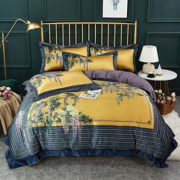 LJYY Bettbezug-Sets Bettbezüge Doppelbett Blau Bettwäsche-Set aus 100%