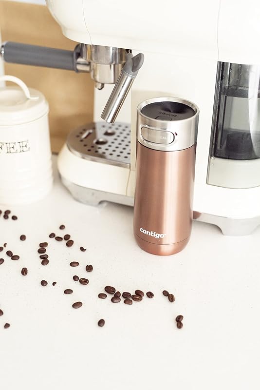 Luxe Autoseal taza térmica de viaje, taza de café de acero inoxidable, termo, vaso hermético, apto para lavavajillas, taza con tapa sin BPA fácil de limpiar, White Zinfandel, 360 ml