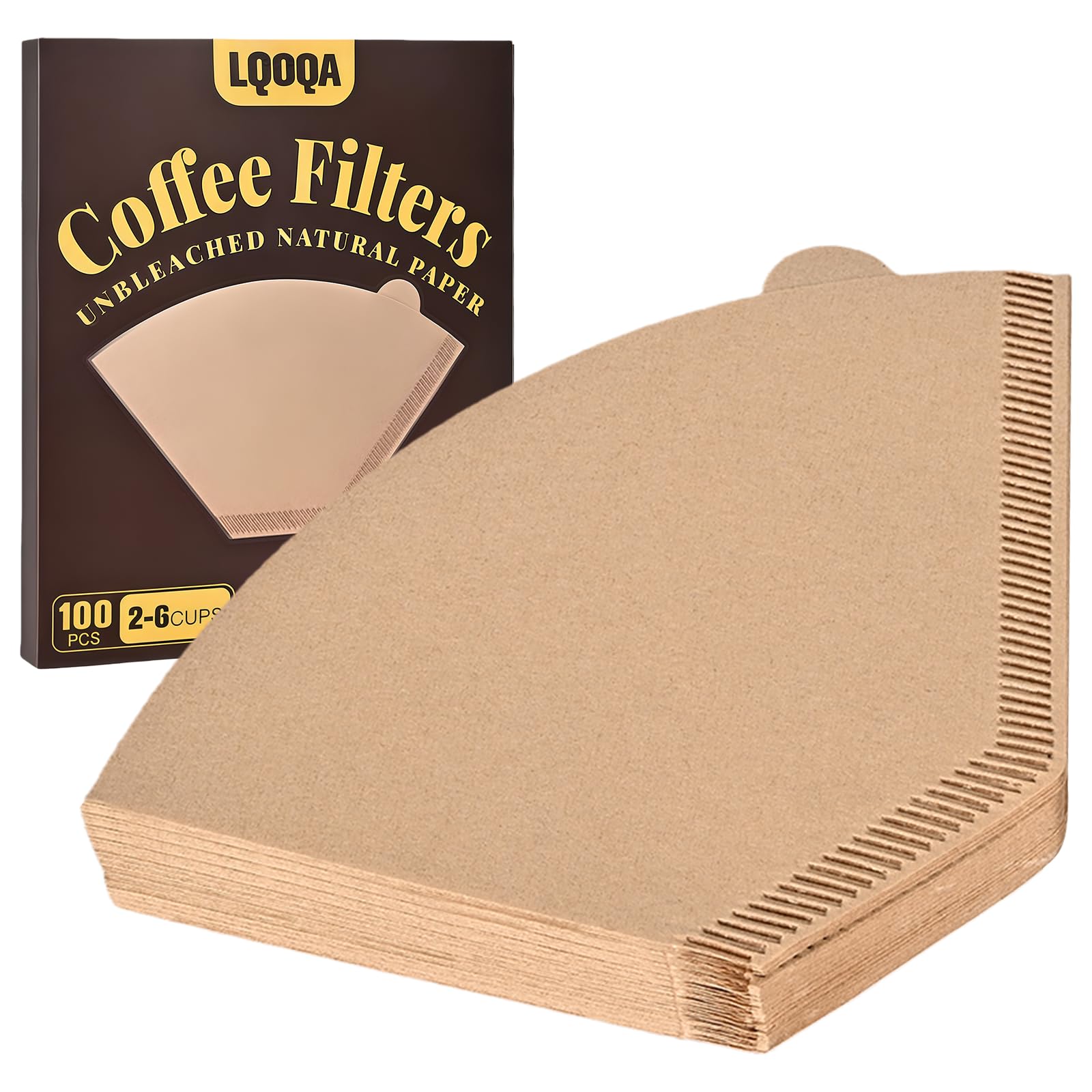 Photo 1 of 100 Count #2 Cone Coffee Filters, Unbleached Natural Paper, No Blowout & Tear-Resistant, Compostable, Fits 2-6 Cup Makers, Pour-Over & Ninja Brewers