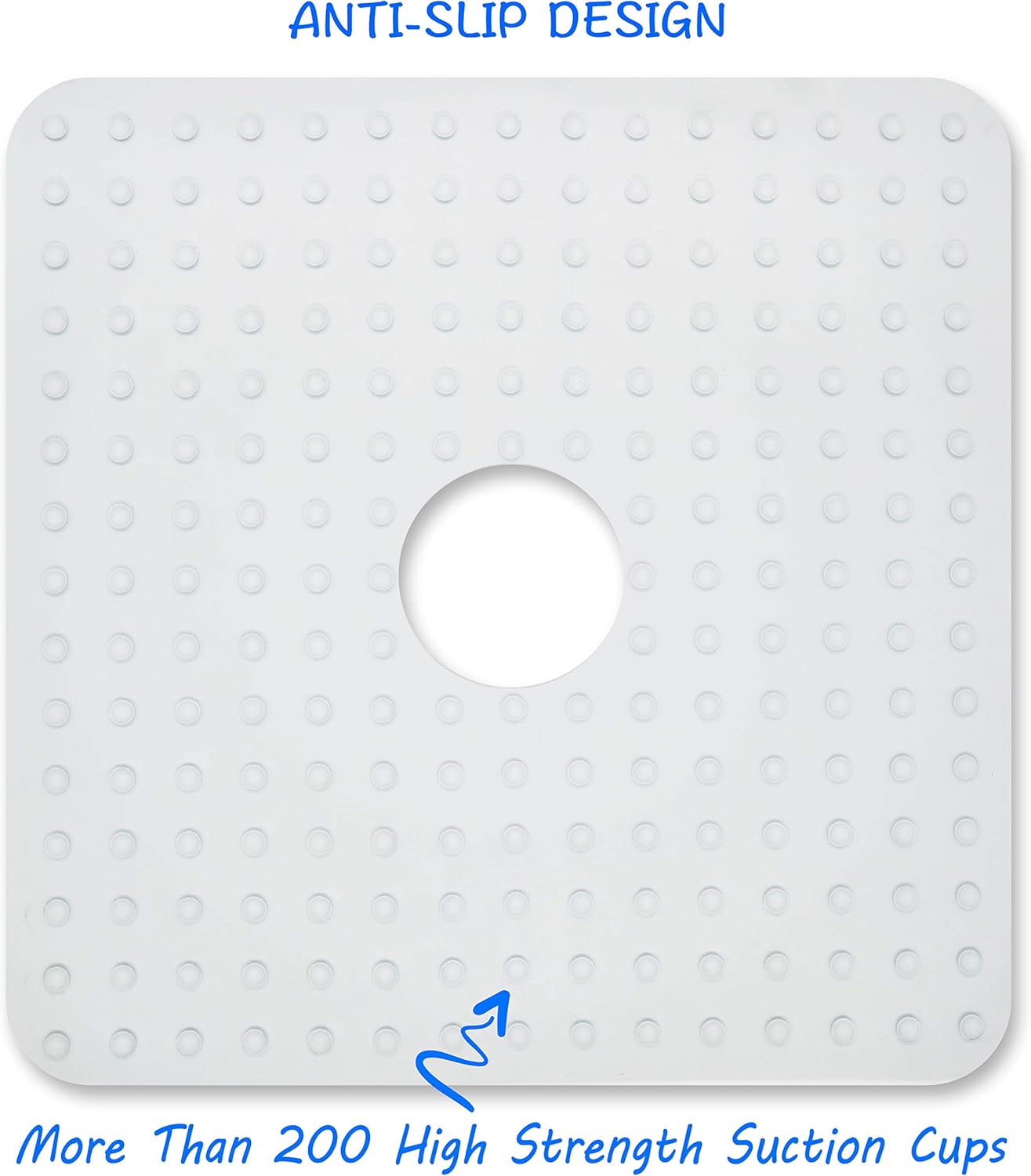 Templeton Home Shower Mat with Center Cut Hole, Non Slip Texture, Suction Cups, Mold & Mildew Resistant: Health & Personal Care