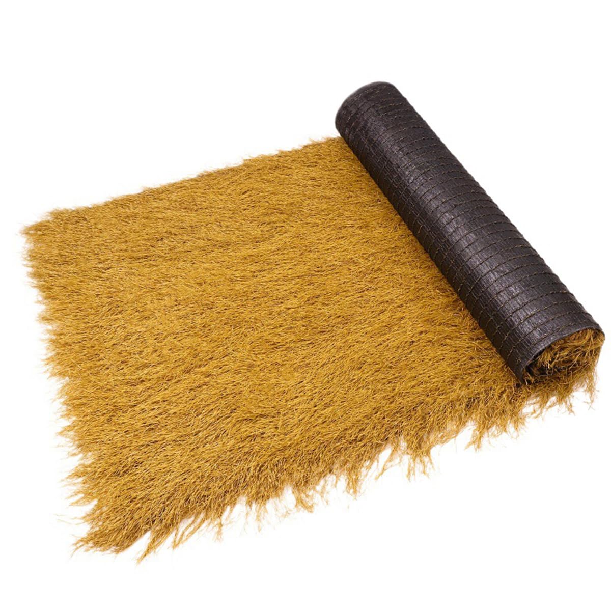 Photo 1 of Pithsdp Realistic Synthetic Thatch Grass Roofing Roll for Bar Hut,Hay Bales Material for Summer Tropical Party,Mexican Style Straw Roof Decorate Patio Fence(Size:0.5M*1M(19.7''×39‘’,Color:Yellow)