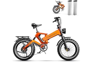 Cybervelo 1000W(Peak 2000W) Folding Electric Bike for Adults,35MPH 100Mile,48V 25Ah Removable Battery,20" x 4.0 Fat Tire Foldable Electric Bicycle,8-Speed Electric Mountain E-Bike,Commuter Ebikes