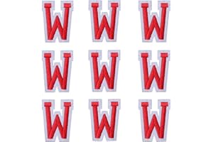 GUYI GYGYL Iron on Letters Patches, 9Pcs of 2 Inch Red Letter "W" Patches, Alphabet Embroidered Patch for Clothes, Dress, Hat, Socks, Jeans, DIY Accessories