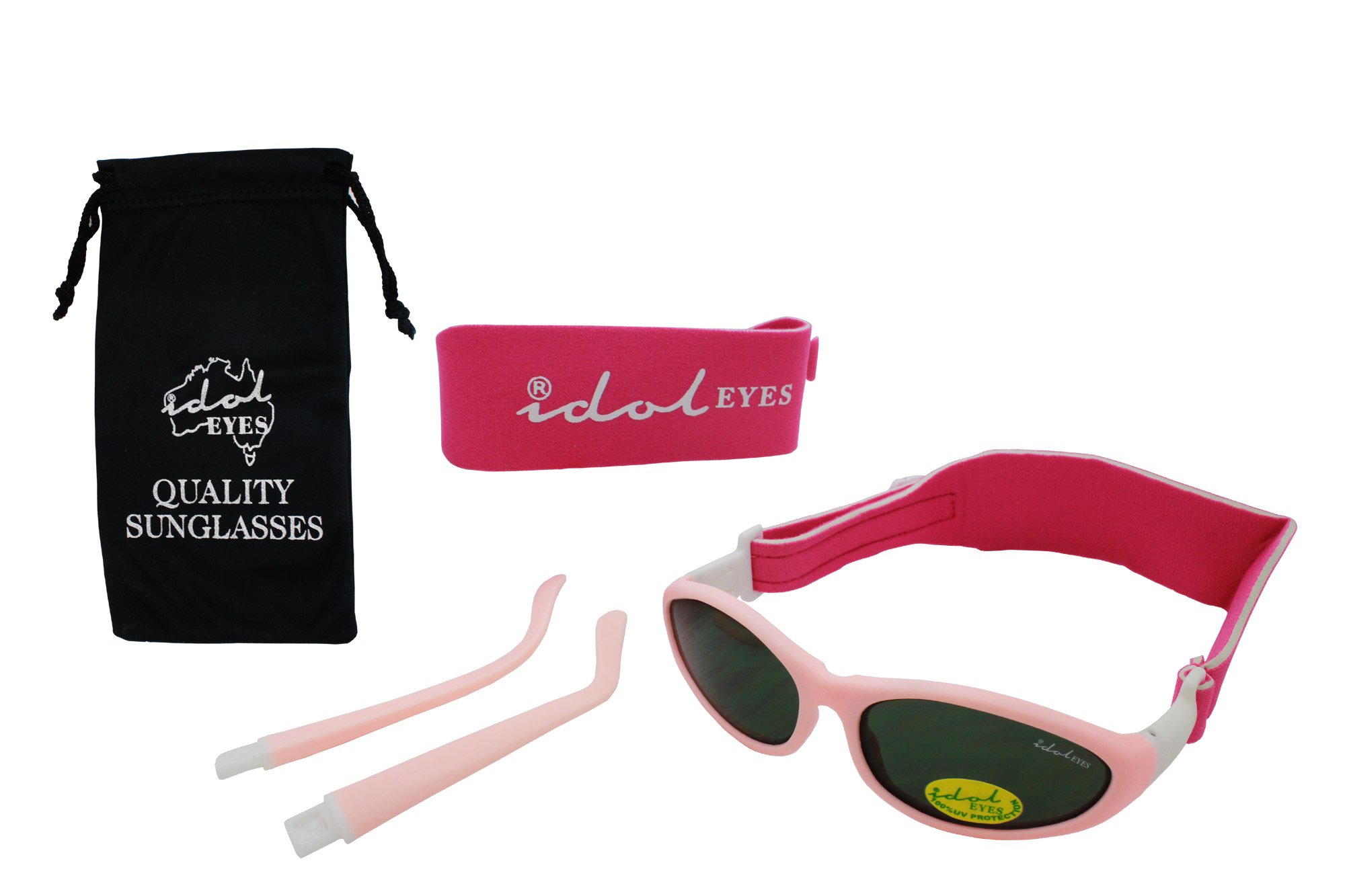 Baby Wrapz 2 Convertible Sunglasses 0-5 Years with 2 Headbands & Attachable Arms (Light Pink)