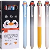 MOZXIRZ 4 Pcs Cute Gel Pens Cartoon Penguin Retractable Pens 0.5mm Black Ink Writing Pen Kawaii Penguin Pen for Girls Boys Women Men Office School Supplies (Penguin)