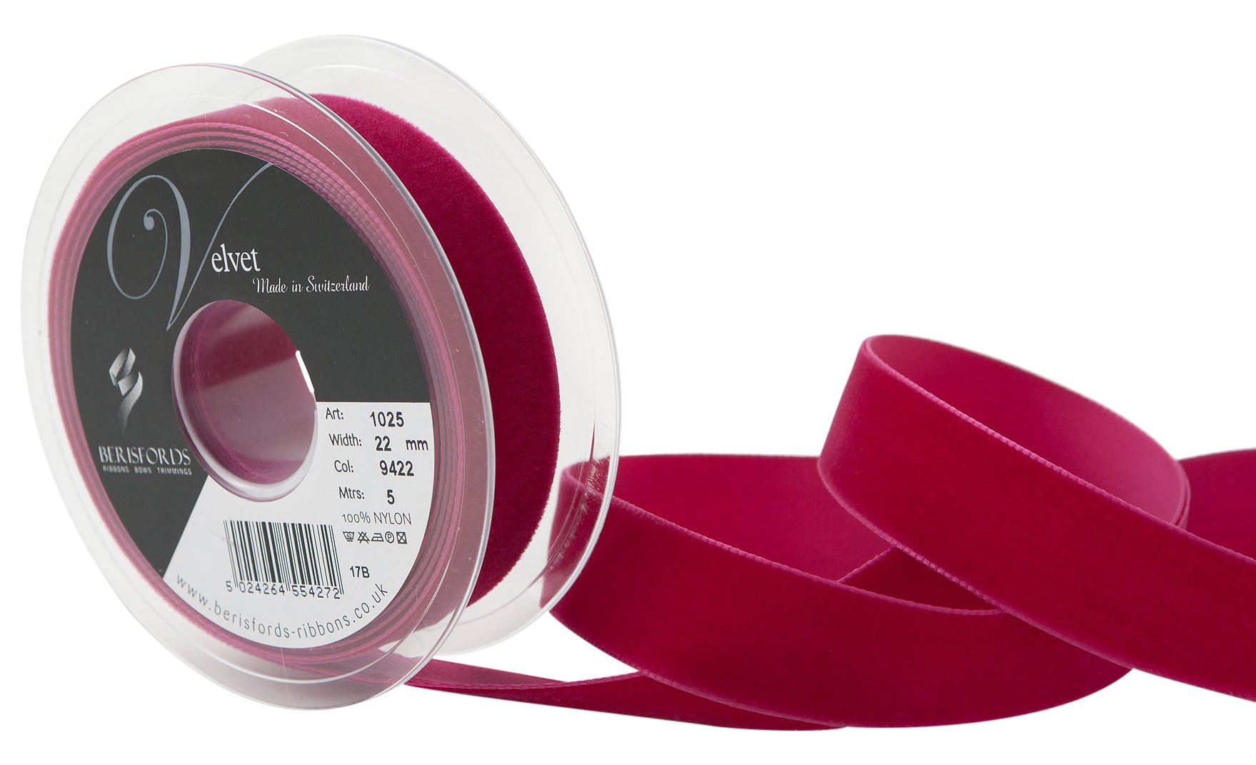 Berisfords Velvet Ribbon, Beauty, 102 x 30 x 102 cm