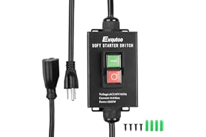 Exqutoo 1Pack Black Soft Starter Switch Heavy Duty General Purpose Electric Tool AC110V 16A Max.1800W 60Hz