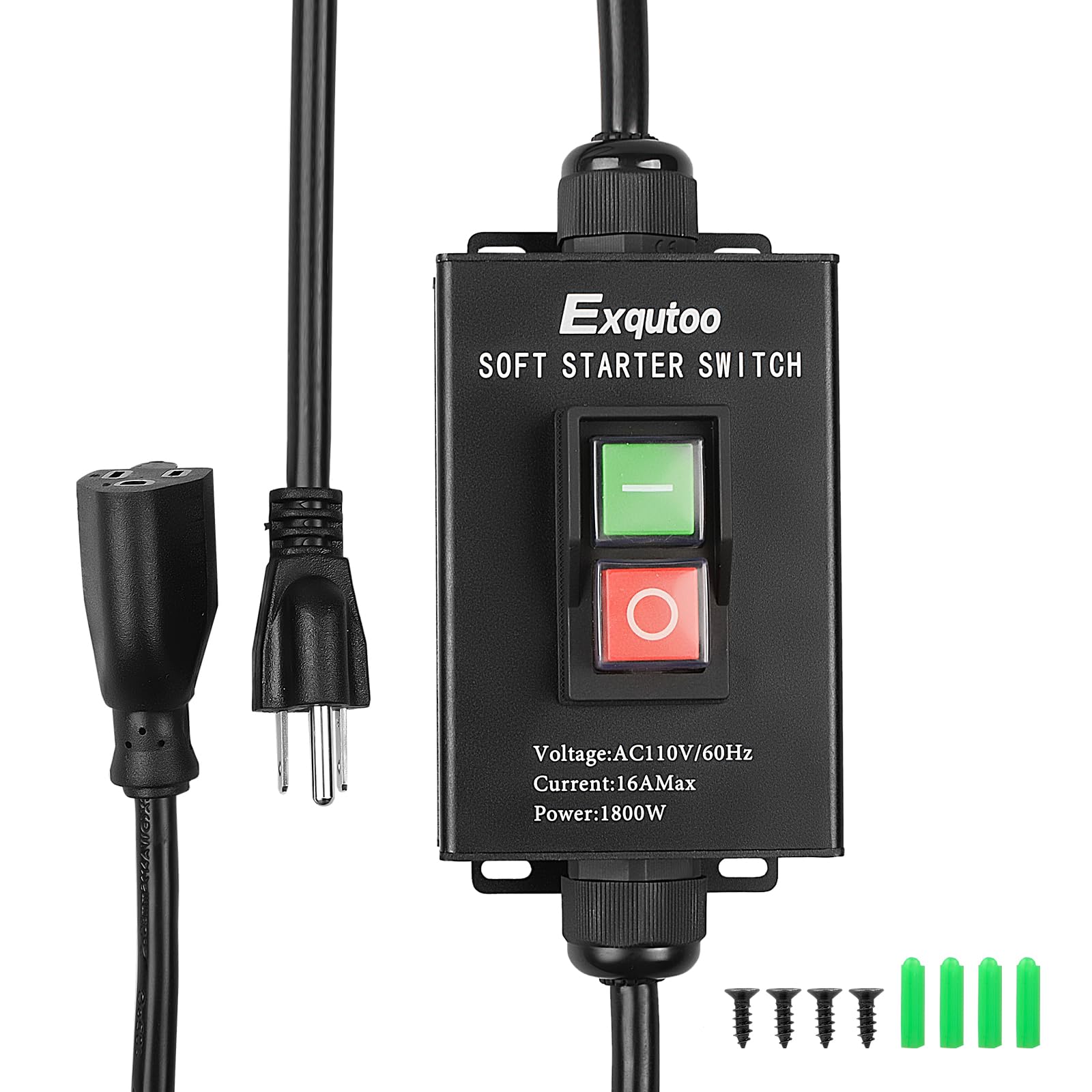 Photo 1 of Exqutoo 1Pack Black Soft Starter Switch Heavy Duty General Purpose Electric Tool AC110V 16A Max.1800W 60Hz