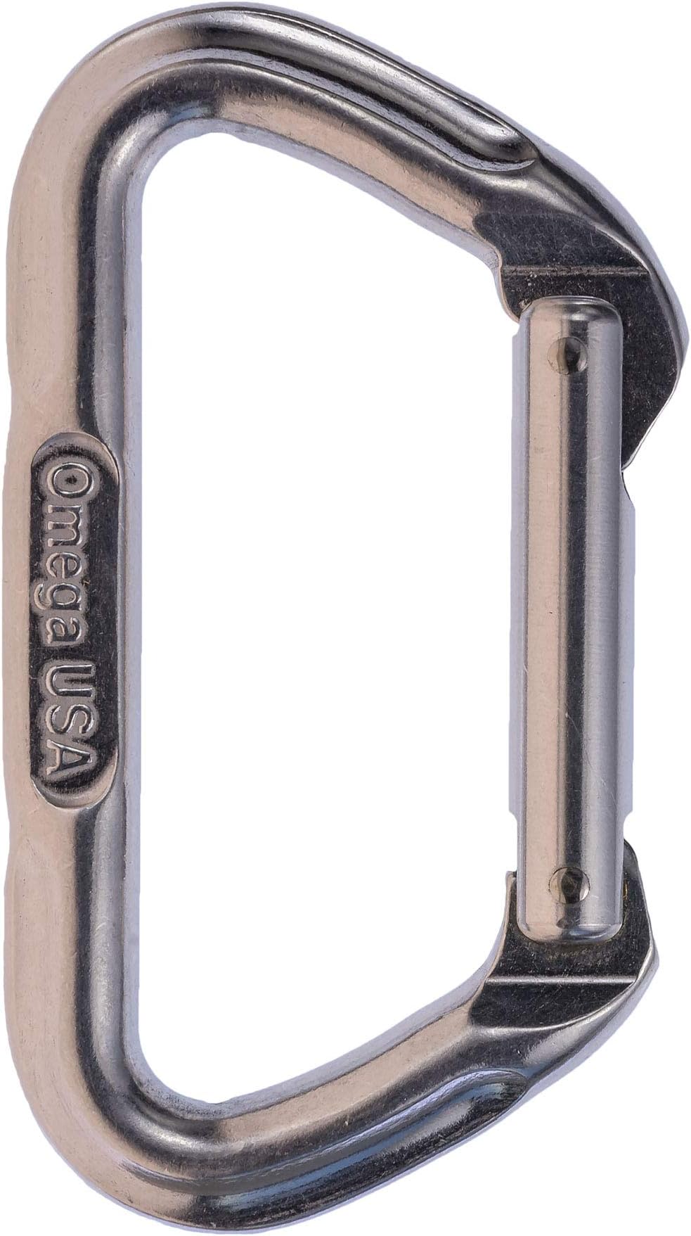 Omega Pacific Carabiner D, Non-Locking, USA Made, ISO Cold Forged Aircraft Aluminum Alloy for Climbing,Safety, Rescue, Industrial, and Arborist Uses
