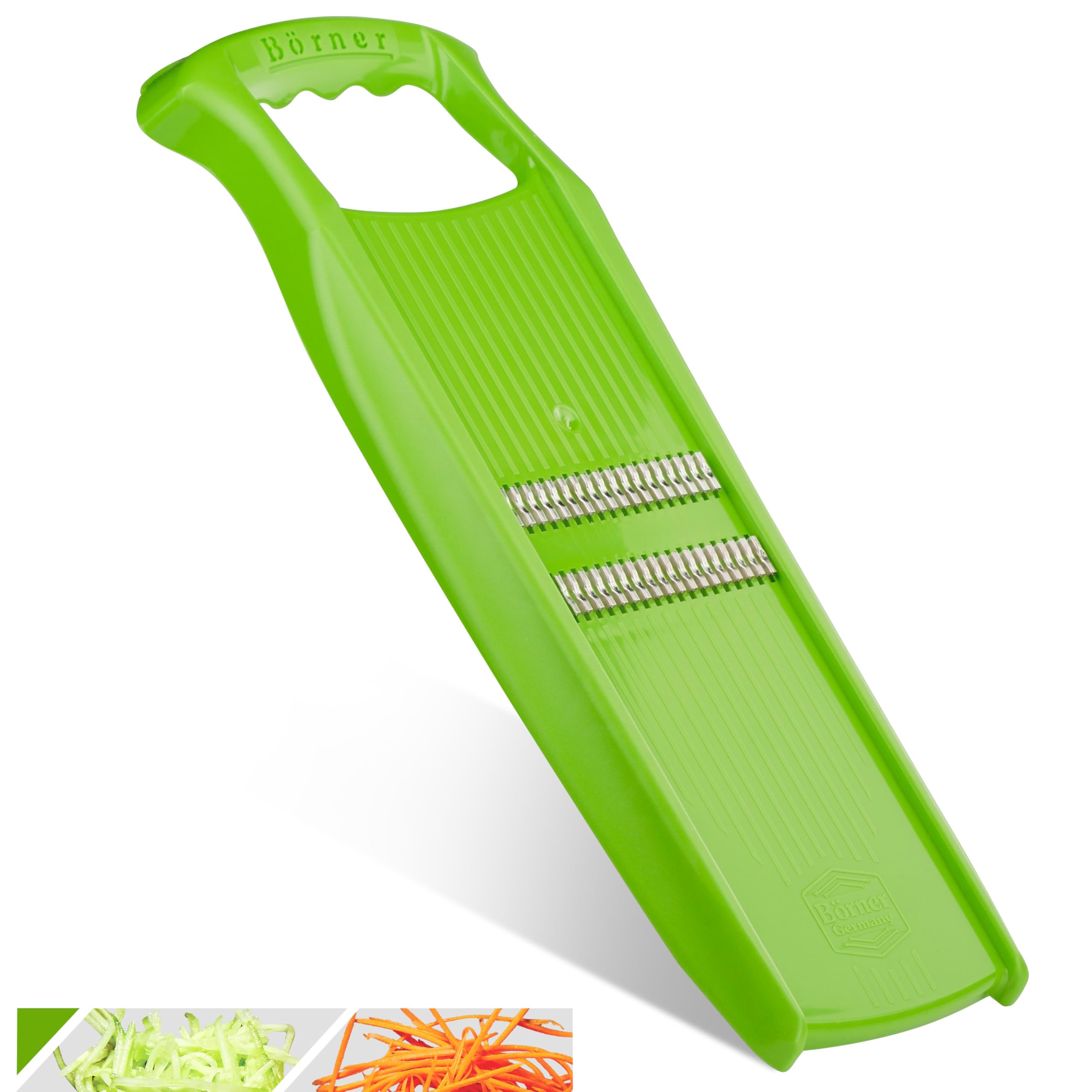 Börner Roko Powerline Vegetable Slicer • Julienne Cutter for Fruit and Vegetables • Julienne Slicer for Fine Strips • Fine Vegetable Grater • Kitchen Slicer (Green)