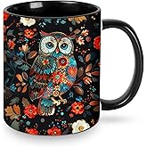 wiuurs Owl Coffee Mug 11 Oz Funny Ceramic Tea Cup for Women Novelty Mugs with Handle for Office Home