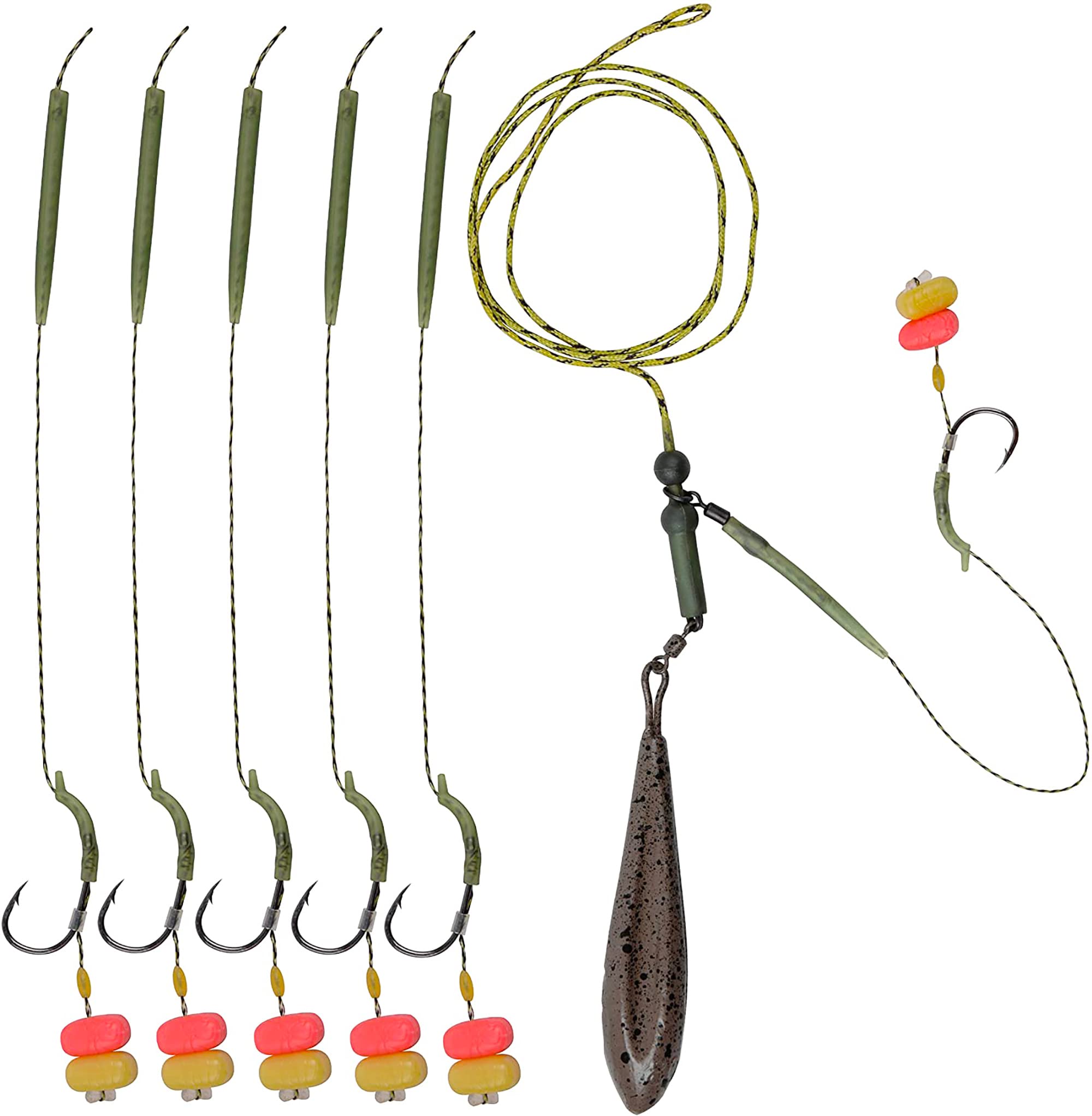 OROOTL Carp Fishing Rigs Kit, Boilies Bait Rigs with Sinker Corn Bait Curved Barbed Hook Swivel Carp Fishing Accessories Equipment