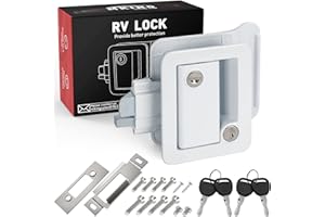MKING RV Door Lock, Camper Door Lock, RV Entry Door Latch, Travel Trailer Door Latch Zinc Alloy Lock Replacement Kit for Trai