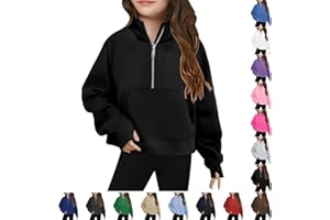 Itsame Half Zip Crop Sweatshirt For Girls Long Sleeve Pullover Tops Kids Lightweight Fleece Winter Clothes 5-13 Years