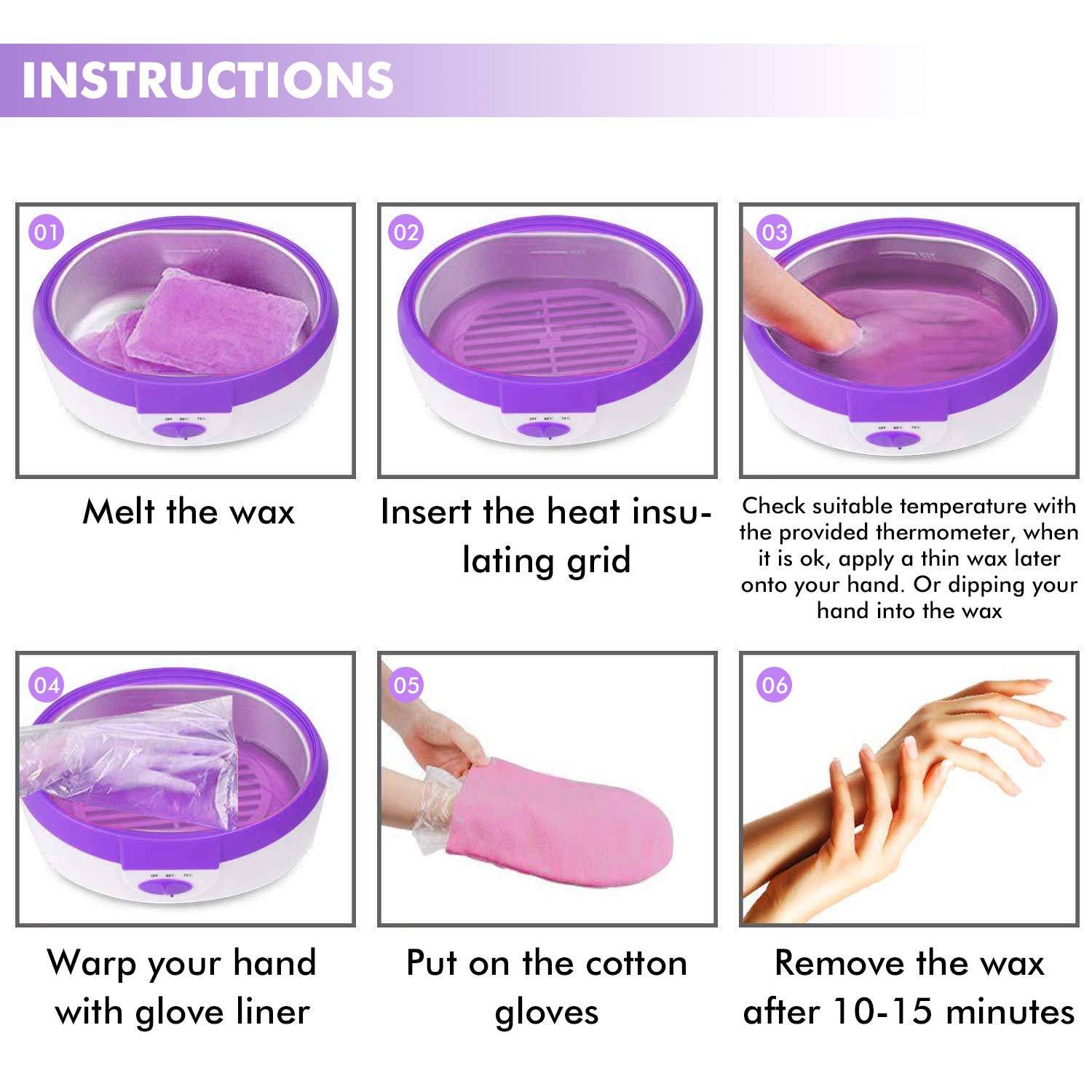 Paraffin Wax Machine for Hand and Feet - Paraffin Wax Bath BTArtbox Paraffin Wax Warmer with 1000g Paraffin Wax 200pcs Liners 2pcs Mitts 2pcs Booties for Smooth and Soft Skin : Beauty