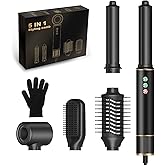 5-in-1 Hair Styler & Dryer, 110,000 RPM Ionic, Auto-Wrap Curling Barrels (L/R), Oval Volumizer & Straightening Brush, 3 Heat/3 Speed, Quick-Lock