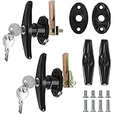 Matching Set T-Handles Lock, Truck Cap Locking T-Handles, T-Handle Lock Replacement Kit for Truck Camper Shell with Dust Covers &amp; 4 Keys - L&amp;R Pair