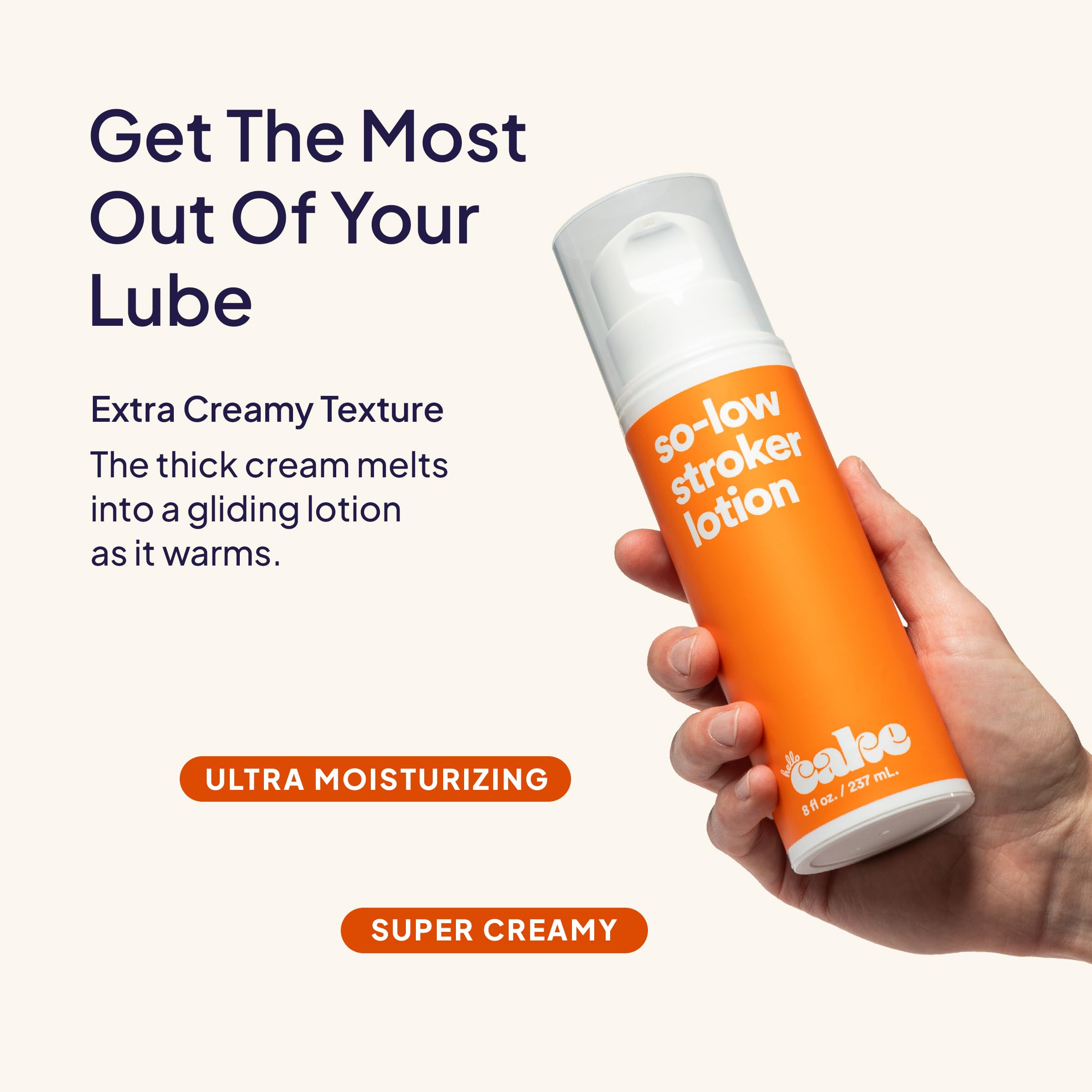 Hello Cake So-Low Stroker Lotion - Below the Belt Solo Cream for Men, Natural Moisturizing Ingredients Coconut Oil, Avocado Oil, Aloe Vera, 8 fl oz