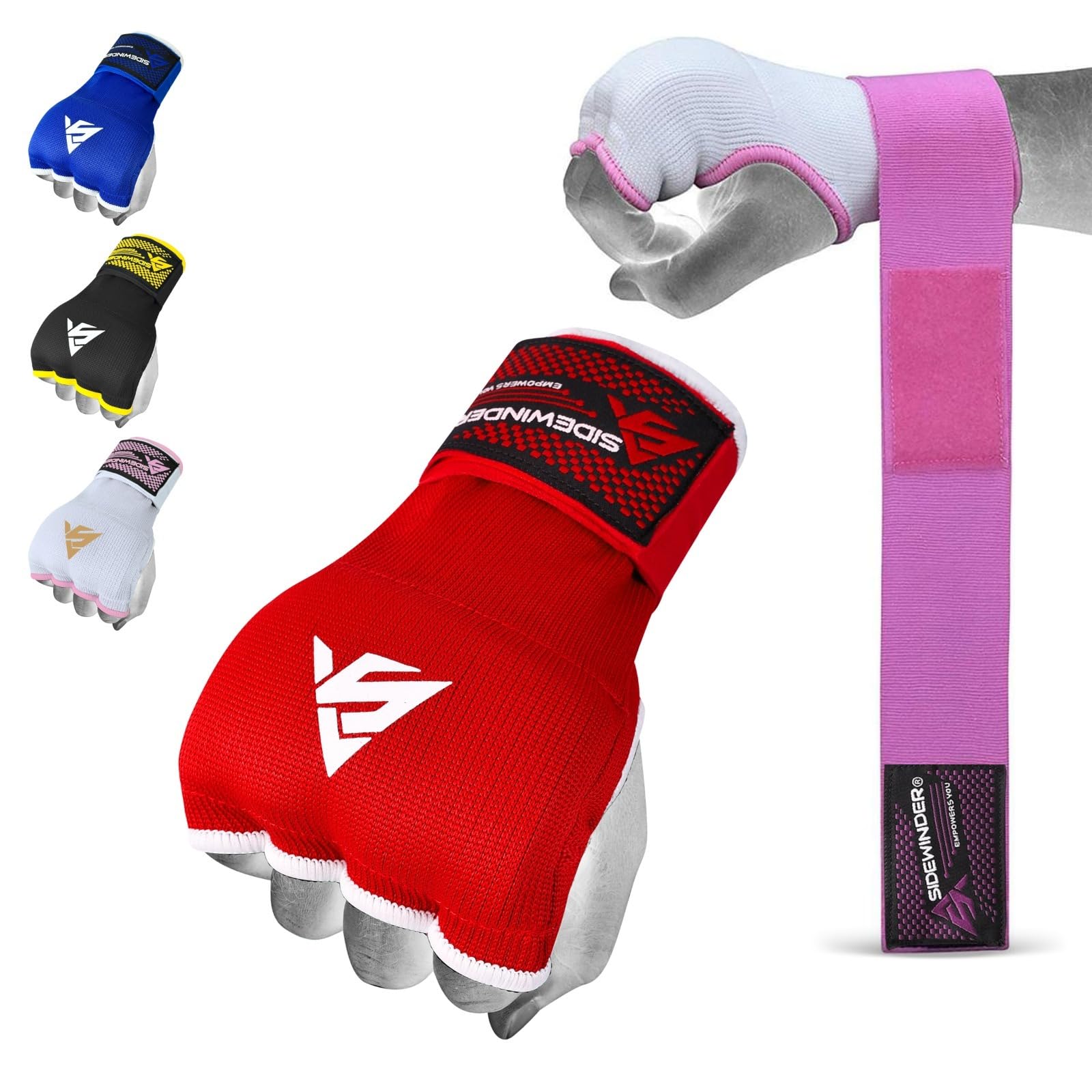 SideWinder Boxing Inner Hand Wraps Gel Padded Gloves Wrist Support Fist Protector Great for MMA, Muay Thai, Kickboxing, Martial Arts Training