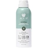 Aloe Up Continuous Mineral Sunscreen Spray SPF 30 - Alcohol-Free Broad Spectrum UVA/UVB Sunscreen Protector for Face and Body - With Gen2 Zinc Oxide and Aloe Vera - Dries Clear - Reef Safe - 4.5 Oz