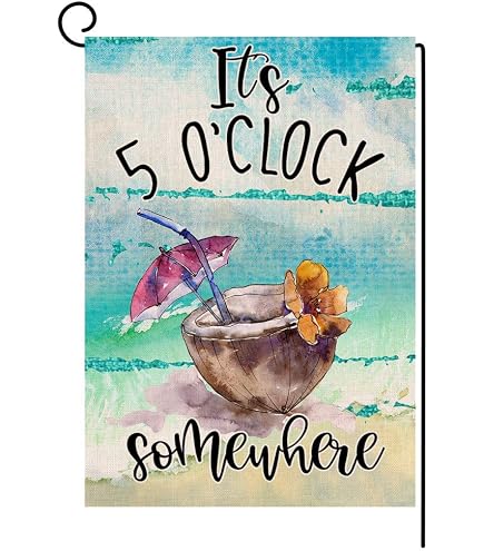 Sommer-Pool-Gartenflagge 30,5x45,7 Cm – Doppelseitig Mit 'It's Always 5 O'clock At The Pool'
