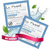 La Fresh Oil-Free Face ‘N’ Hand Refresher Wipes, Made With Natural Japanese Yuzu Scent, Pack of 50 Individually Wrapped Cleansing Wipes, Travel Essentials