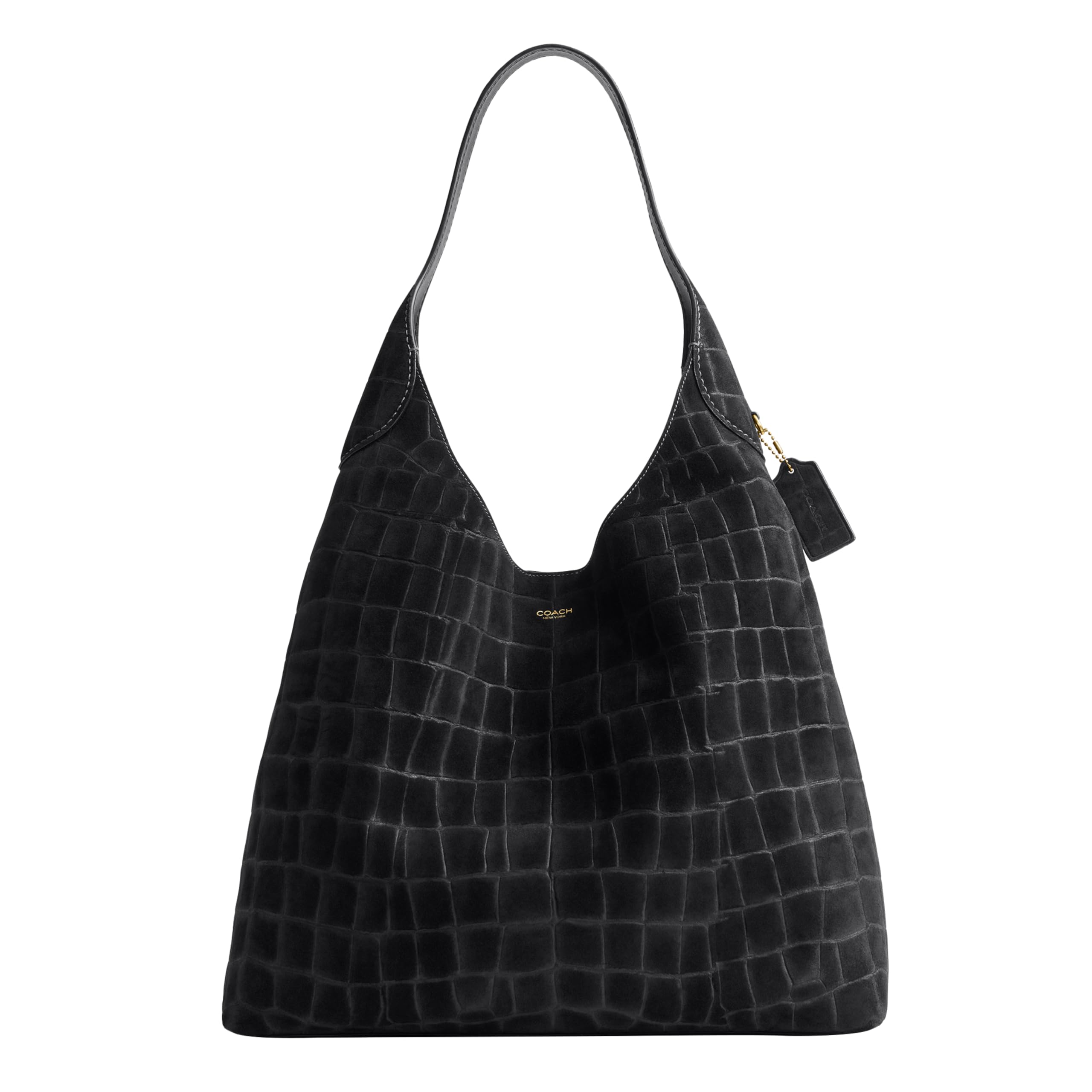 Photo 1 of Coach Brooklyn Shoulder Bag 39 in Crocodile-Embossed Suede