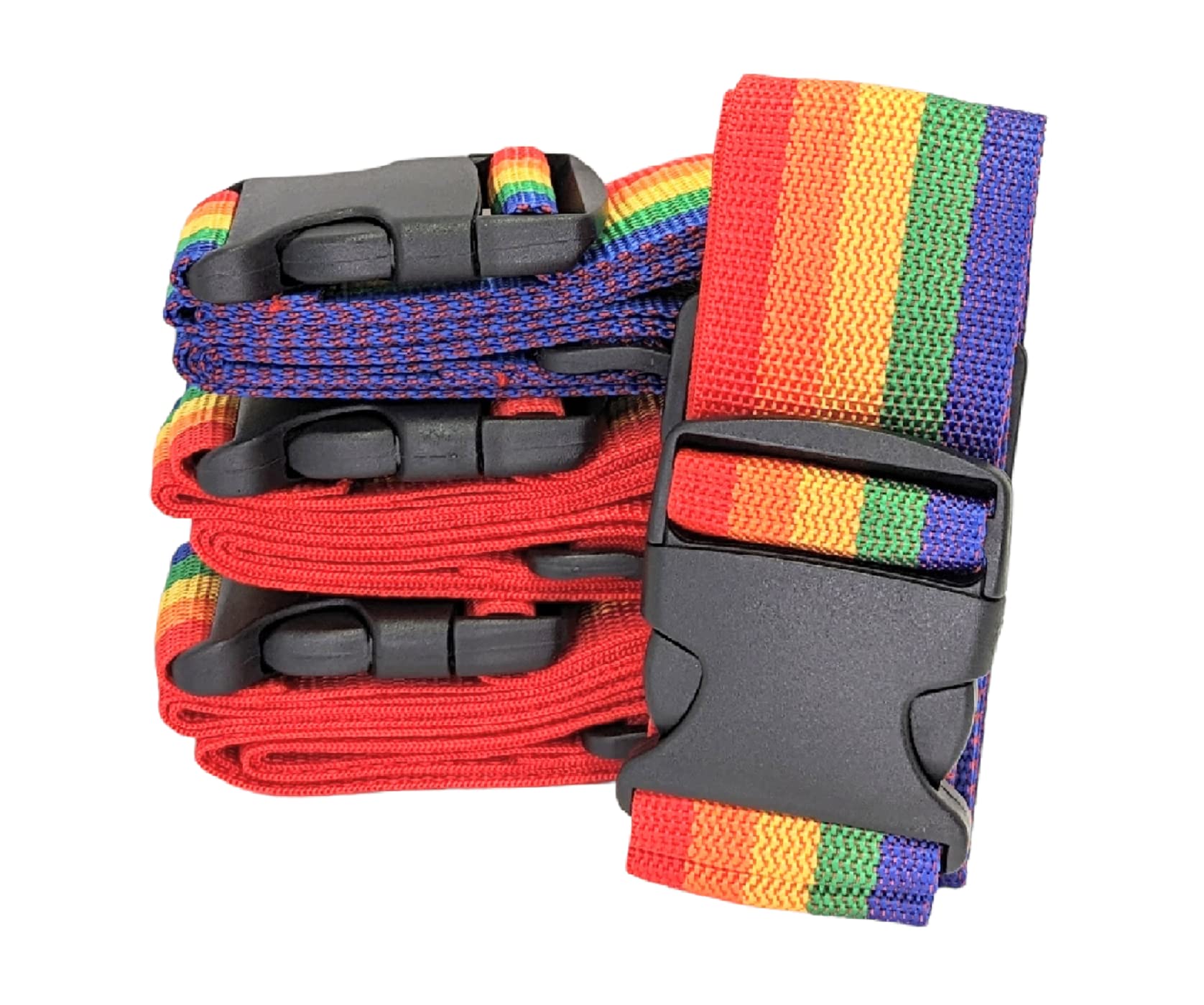 4x MIDHILL Heavy Duty Luggage Straps for Suitcases Packing Belts Travel Accessories Adjustable Bag Strap (Rainbow)