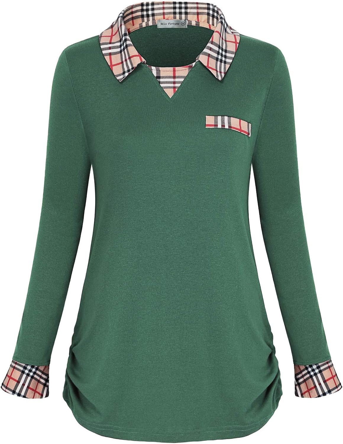 MISS FORTUNE Women's VNeck Collar 2 in 1 Office Tunic