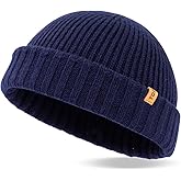 TOP-EX PolarWool™ 100% Merino Wool Short Fisherman Beanie Hats for Men Women Knit Skull Cap Cuffed Beanies Warm Winter Hats