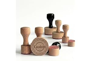 Personalized Stamp with Logo Name - Custom Rubber Stamp with Wood Handle Customized Soap Stamps Multiple Size for Business - 