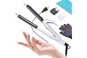 VGR Travel Curling Iron, Multi-Voltage Curling Iron(100-240V) with European Plug Adapter for International Travel, Europe Travel Essentials for Women, 2 in 1 Flat Iron and Curling Iron