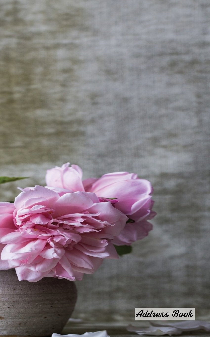 Address Book: 5" x 8", Blank Address Book, Contacts, Addresses, Durable Cover, 100 pages, Flower Style (14)