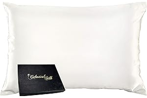 Celestial Silk 100% Silk Pillowcase for Hair Zippered Luxury 25 Momme Mulberry Silk Charmeuse Silk on Both Sides of Cover -Gift Wrapped- (Standard, Natural Undyed White)