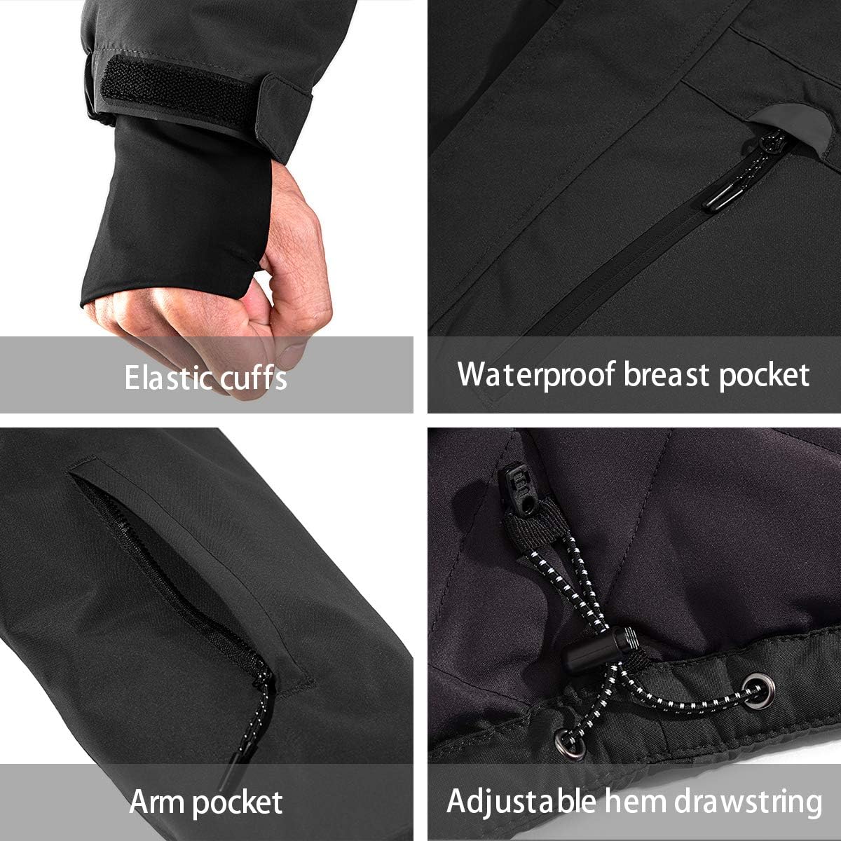 Wantdo Men's Mountain Waterproof Ski Jacket Warm Winter Snowboarding Jacket Snow Rain Coat: Clothing