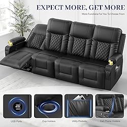 FURNIMAT Oversized Recliner Sofa Set with 4+1+1