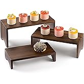 Tidita Acacia Wooden 3 Tier Cupcake Stand - Risers for Display for Food Buffet Risers and Stands – Food Stands for Display Party – Acacia Wooden Cupcake Stand - Set of 3 Size (Walnut Color)