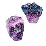 Apengshi Rainbow Fluorite Raw Crystals 2PCS Natural