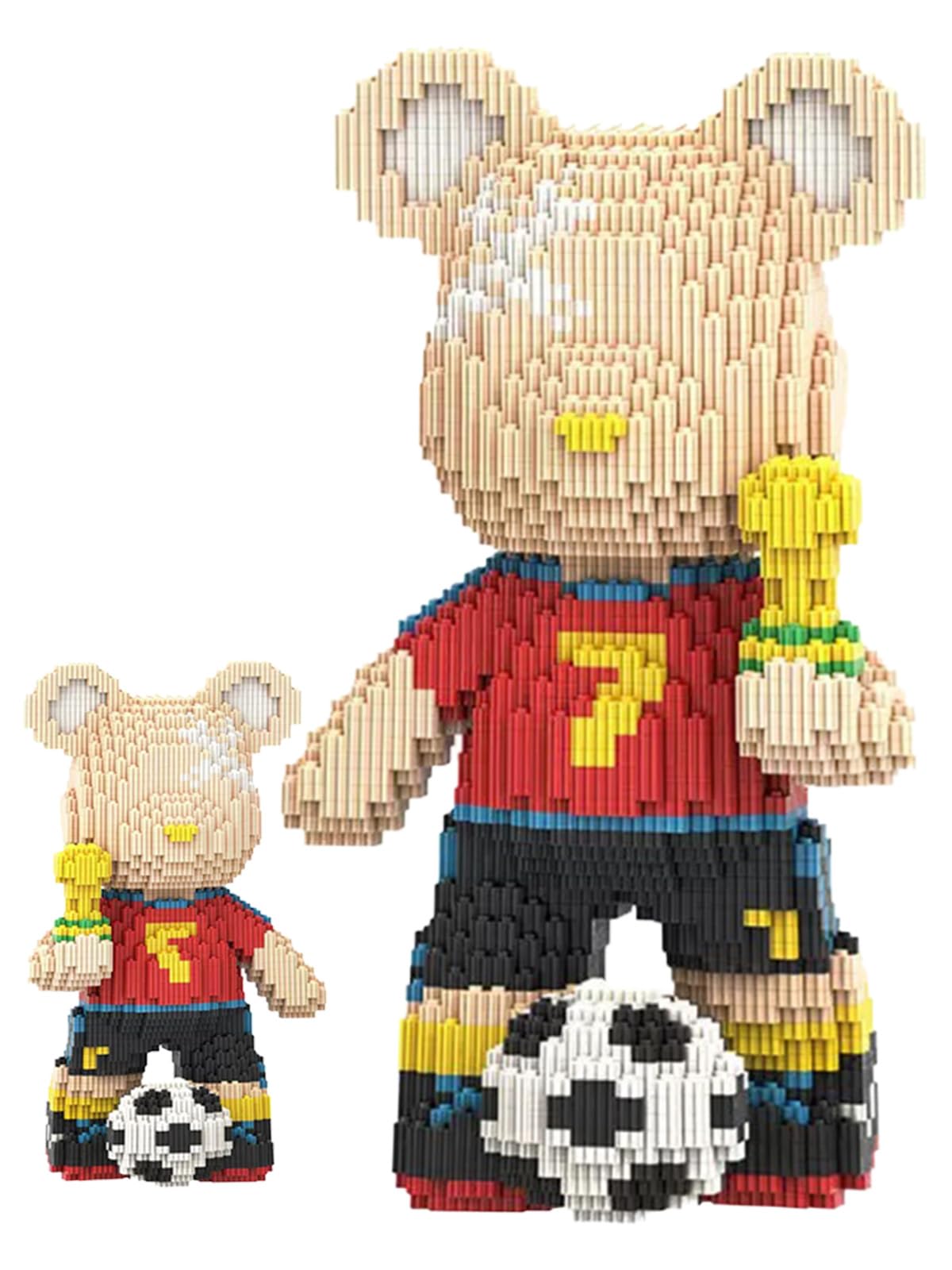 PUPULU Teddy Football Bear Building Blocks World Cup Micro Building Blocks Set (12.6inches) For Adult and Kid