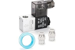 AIRIX 2V025-08 Pneumatic Solenoid Valve DC12V, 2 Way Normally Closed, 1/4" NPT, Pilot-Operated Single Coil, Fast Response Electric Air Valve With Junction Box & Quick Connect Fittings