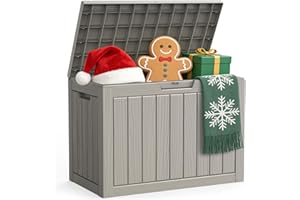 LubanNese Outdoor Storage Box, 50 Gallon Waterproof Resin Deck Box, Storage Bin for Package Delivery, Patio Furniture Cushion, Garden Tools, Pool Accessories, Weatherproof and UV Resistant, Grey