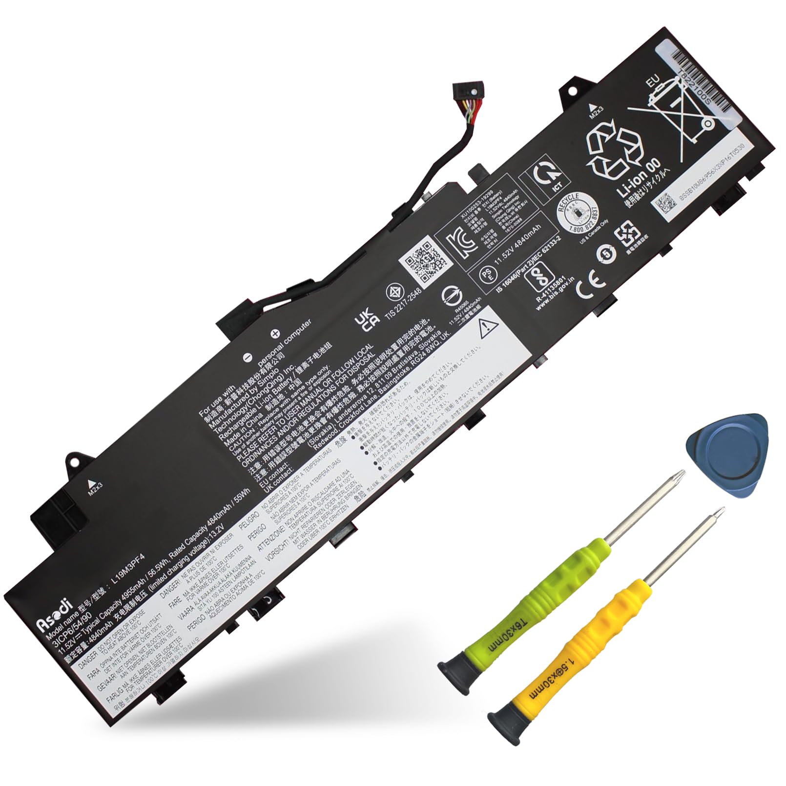 Photo 1 of ASODI L19M3PF4 Battery Compatible with Lenovo IdeaPad 5-14ALC05 5-14ARE05 5-14ARE05 5-14ITL05 Series 5B10W86939 L19C3PF3 5B10W86957 L19M3PF3 5B10W86936 L19L3PF7 5B10W86943