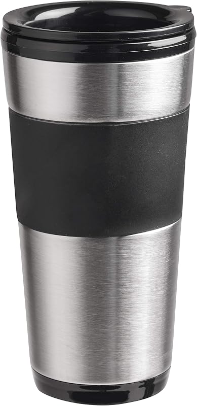 Caffettiera con tazza isolata, caffettiera da campeggio per caffè macinato con filtro, piccola caffettiera per 2 tazze grandi, 750 watt, acciaio inox, colore: argento