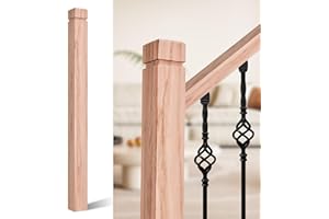 Tristcily 3.5" x 47" Oak Wood Stair Newel Post with a Single Groove Notched Newel Wood Balusters for Staircase Interior and Outdoor Railing Newels for Stair Handrails(1 Pcs)