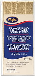 Wrights 117-212-046 Nastro in sbieco lamé a piega singola, oro, 2,7 m