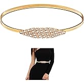 Neyauo Women Skinny Stretch Metal Waist Belt, Thin Elastic Chain Belt for Dress, Rhinestone Belts gold Belts for Women(Adjustable from 23.62 inches to 28.34 inches)